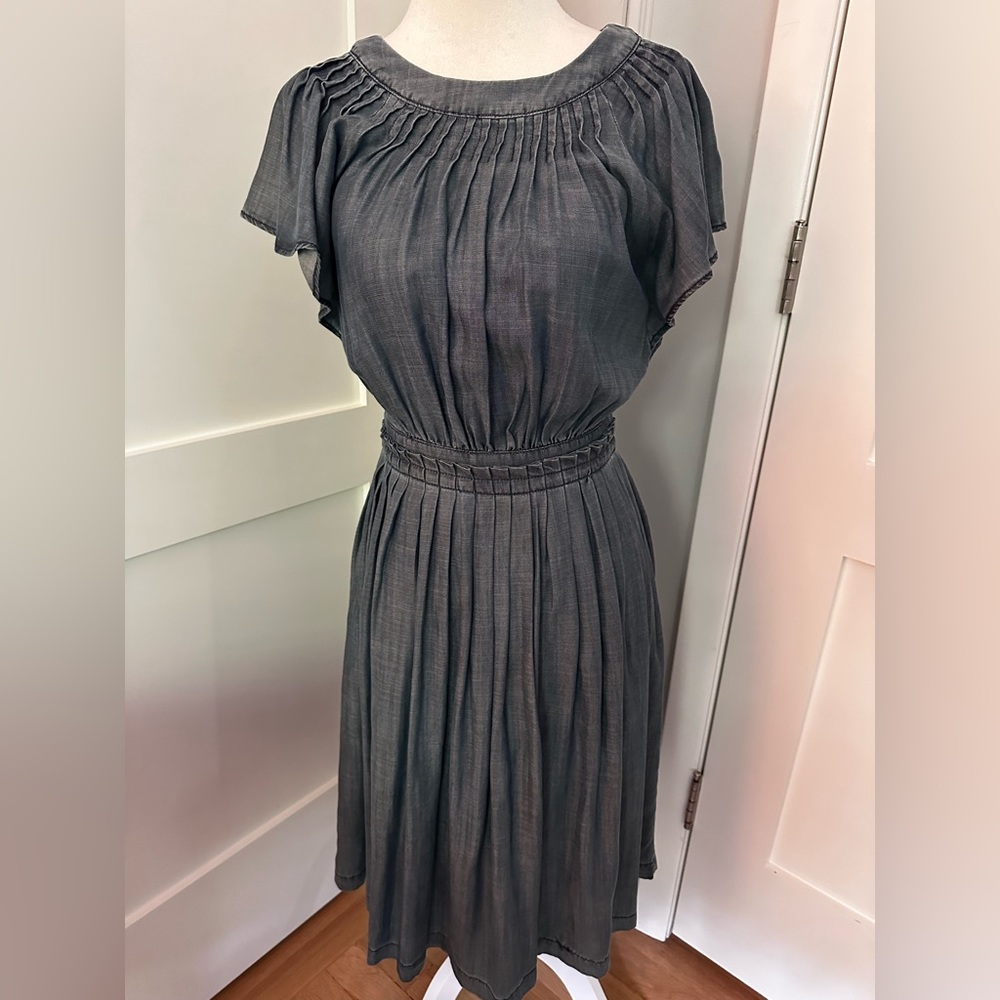 Current Air size XS chambray dress with pintuck details at color and waist.